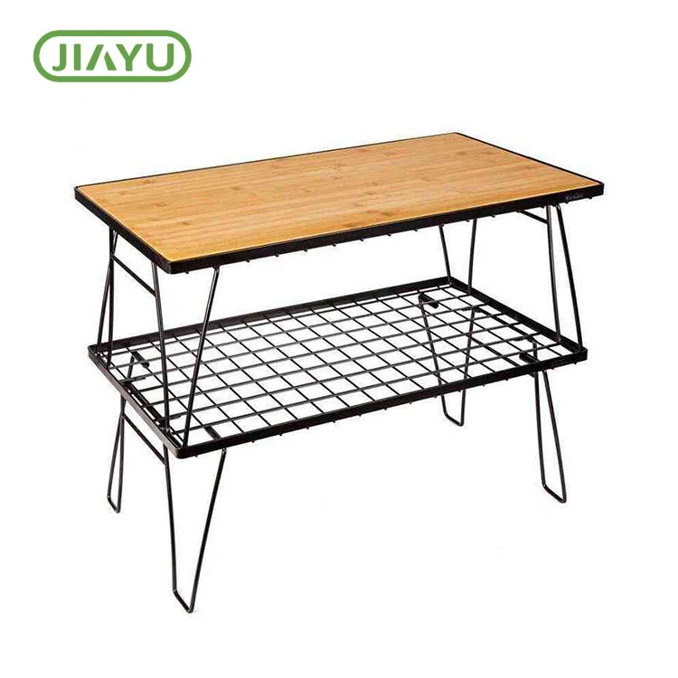 Folded solidum lignum ferrea mesh Camping Tabula